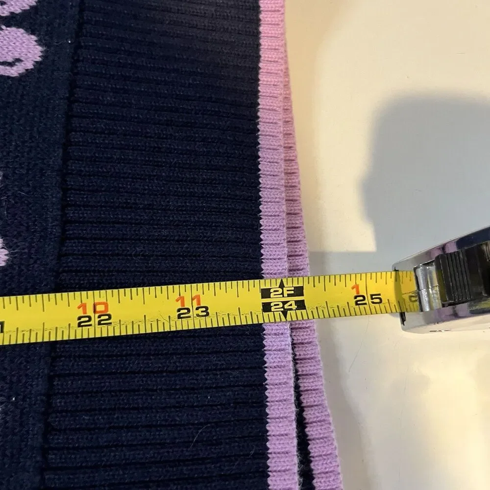 On 34th Fun Cherry Sweater Navy & Lavender Jacquard Knit Elbow Sleeve Sz 2X - Picture 12 of 13